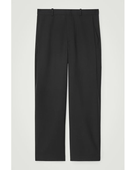 COS Black Tapered Wool-hopsack Trousers for men