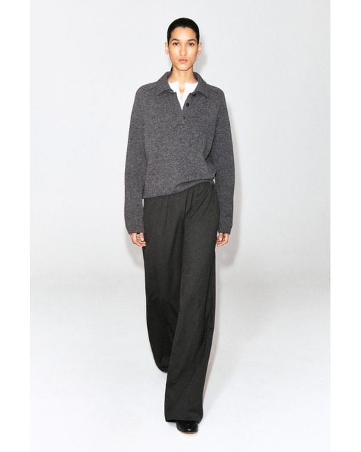 COS Gray Merino Wool Polo Shirt