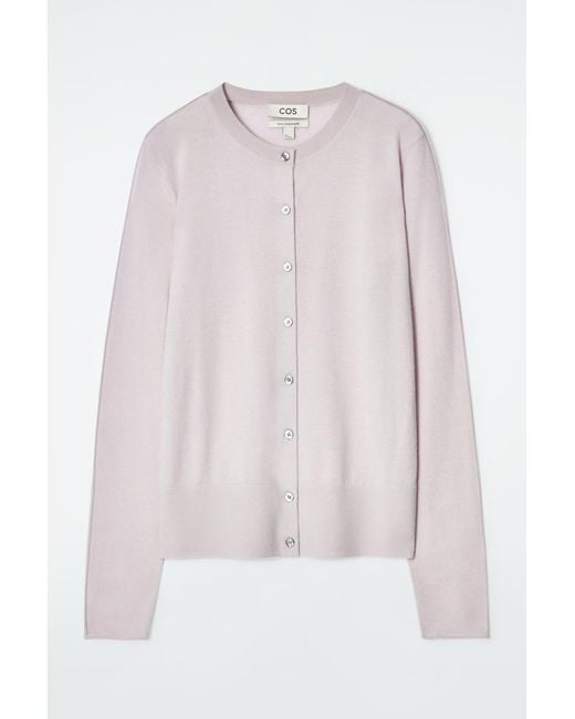 COS Pink Fine Pure Cashmere Cardigan