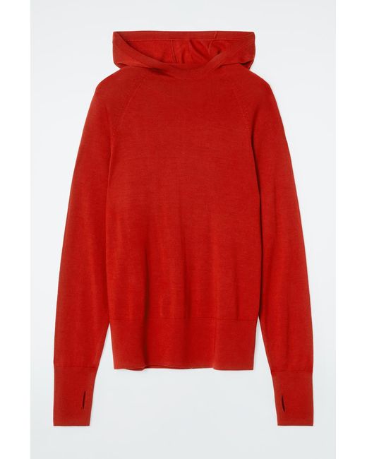 COS Red Merino Wool Hoodie
