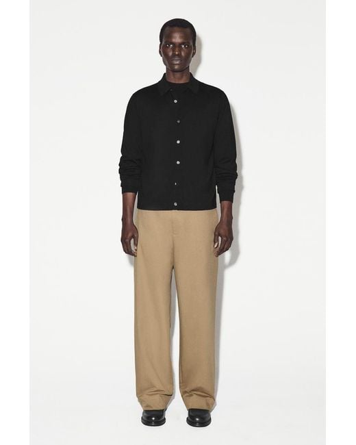 COS Black Knitted Merino Wool Shirt for men