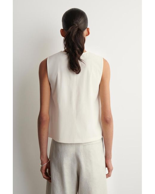 COS Natural Gathered-Neck Jersey Tank Top