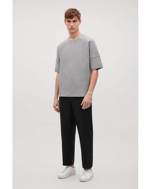 COS Gray Oversized Short-sleeve Sweatshirt for men
