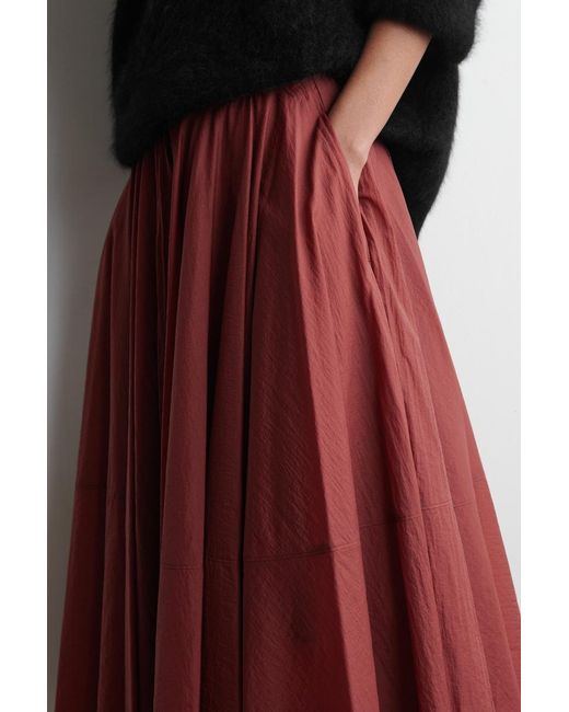 COS Red Circle-Cut Midi Skirt