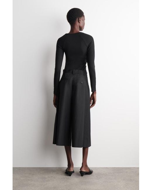 COS Black Pleated Cotton Pants