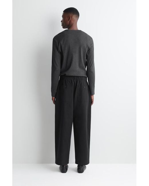 COS Black Pleated Relaxed-Fit Barrel-Leg Pants for men