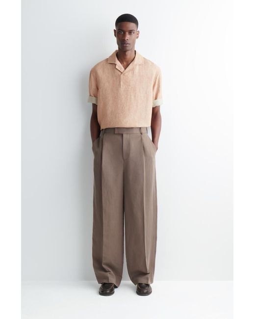COS Orange Linen Popover Shirt for men