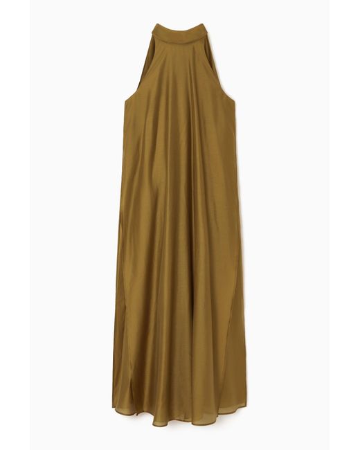 COS Natural Halterneck A-line Maxi Dress