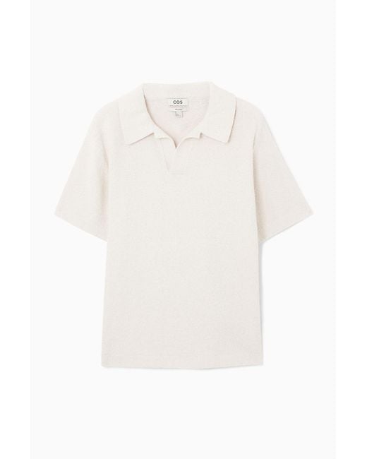 COS White Bouclé-knit Polo Shirt for men