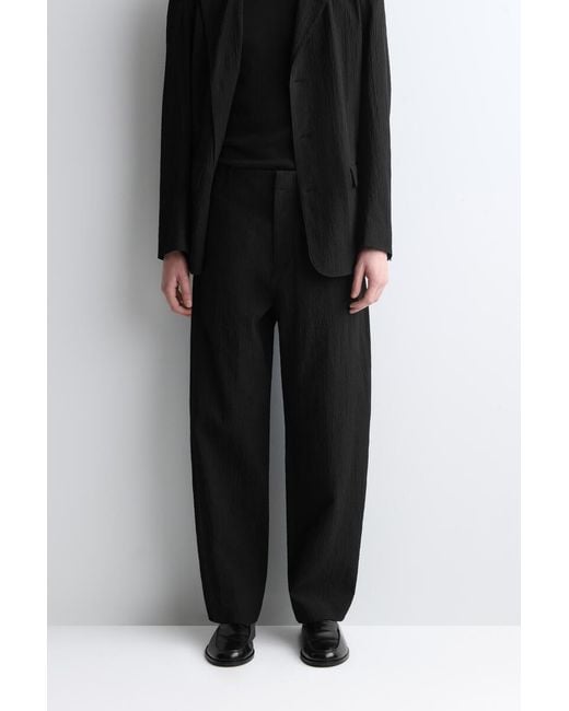 COS Black Seersucker Relaxed-Fit Straight-Leg Pants for men