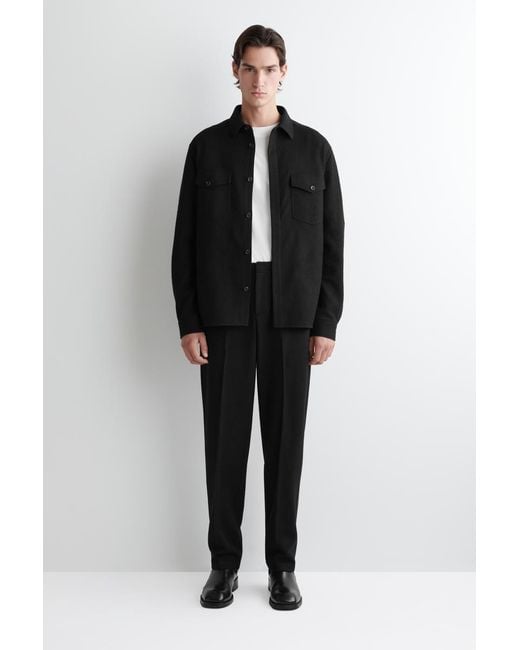 COS Black Relaxed Boiled-Wool Overshirt for men