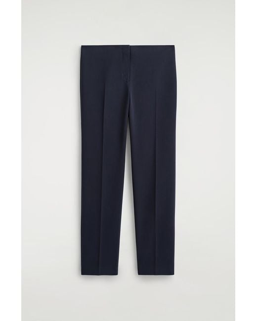 COS Blue Slim Wool-Blend Trousers