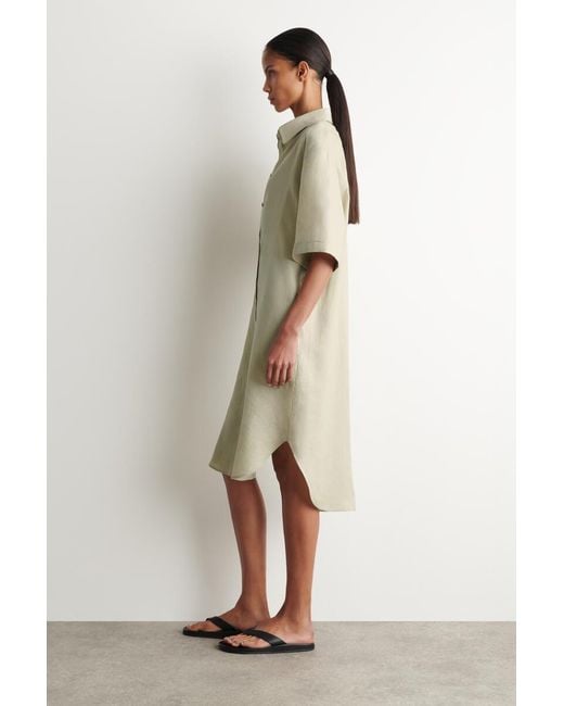 COS Natural Short-Sleeved Linen Shirt Dress
