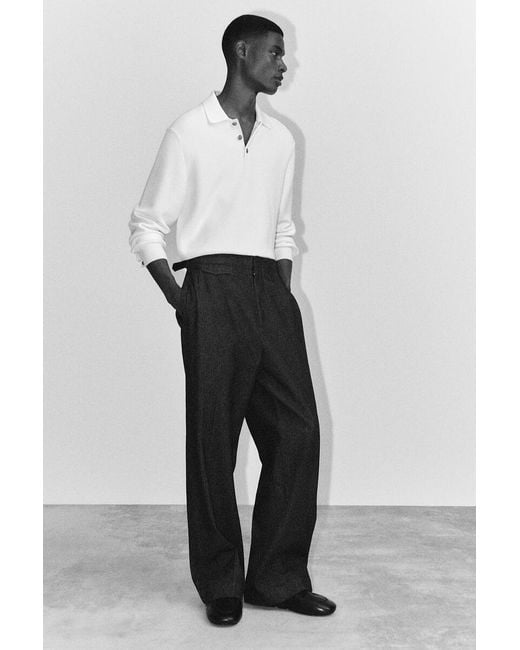 COS White Honeycomb-Knit Polo Shirt for men