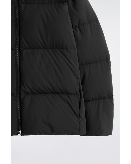 COS Black Hooded Down Puffer Jacket for men