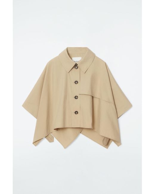COS Cropped Trench Coat Cape in Natural | Lyst