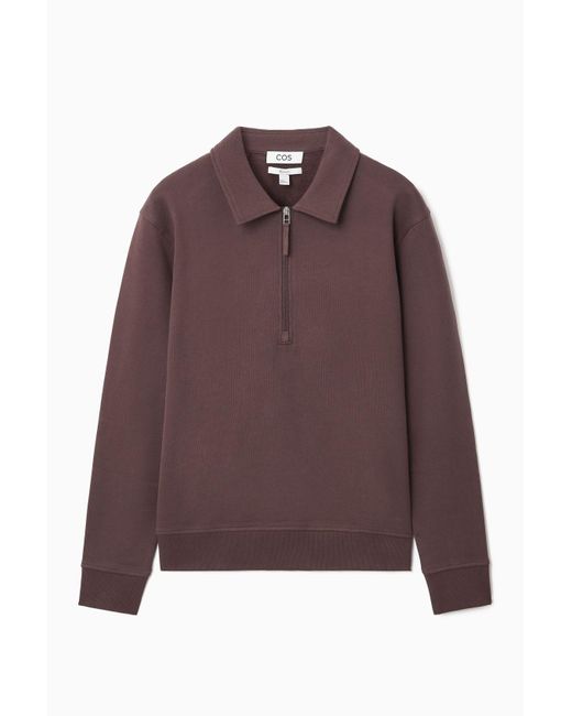 COS Purple Collared Half-zip Sweatshirt for men