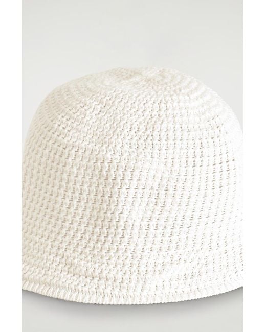 COS White Pointelle-Knit Bucket Hat