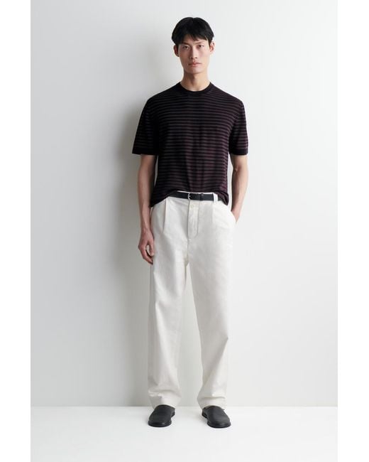 COS Blue Striped Knitted Cotton T-Shirt for men