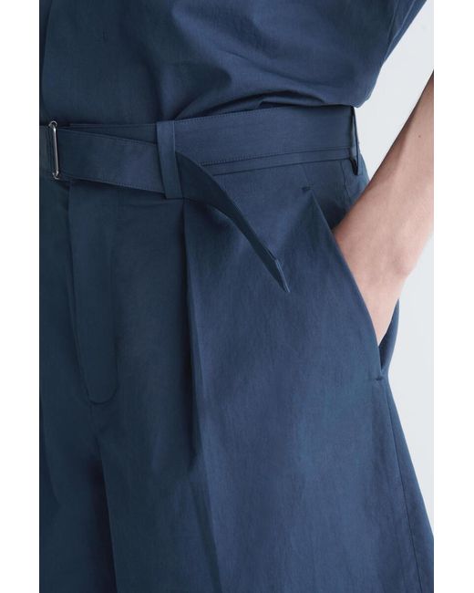 COS Blue Belted Pima Cotton Utility Shorts for men