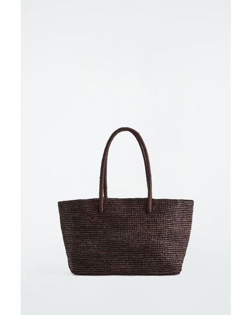 COS Brown Hand-Woven Tote Bag