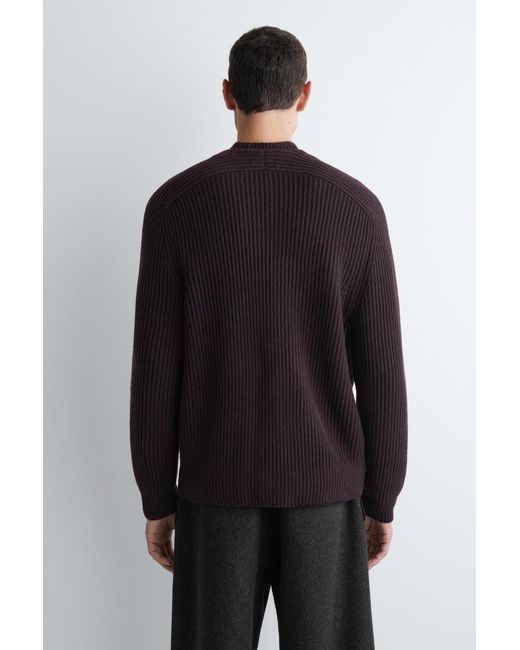 COS Blue Ribbed Wool Crew-Neck Sweater for men