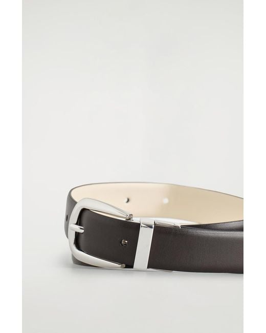 COS White Reversible Leather Belt for men