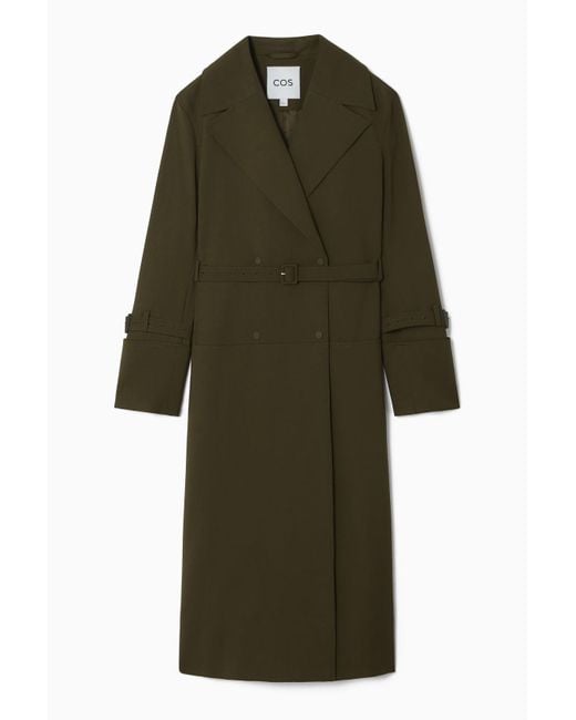 COS Green Double-breasted Wool-blend Trench Coat