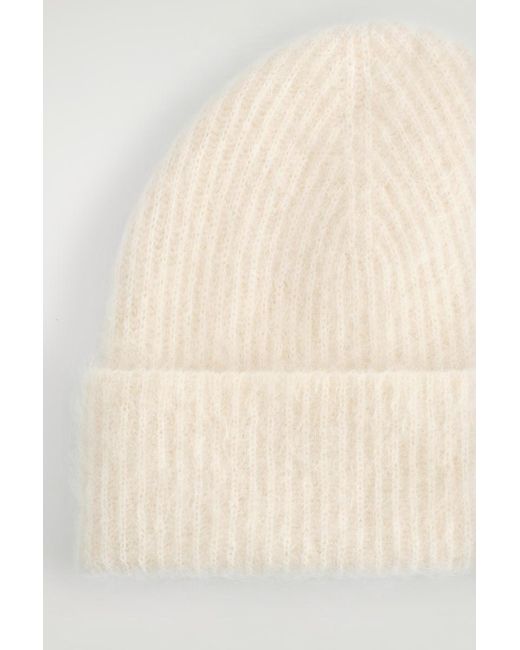 COS Natural Ribbed Mohair Beanie