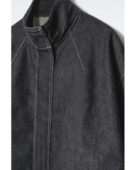 COS Black Rounded Denim Bomber Jacket