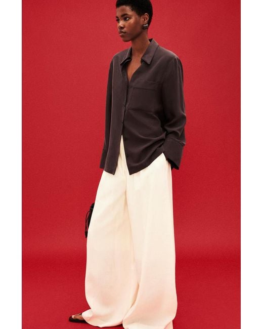 COS Natural Pleated Modal Wide-Leg Trousers