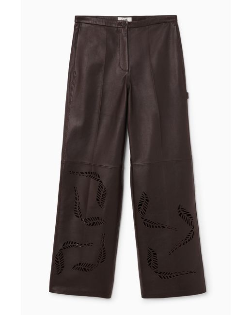 COS Gray Eyelet Leather Utility Pants