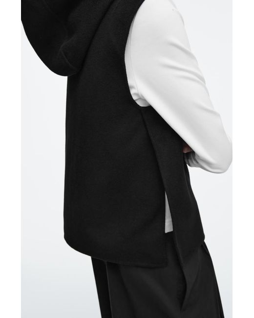 COS Black Double-Faced Hybrid Hooded Gilet