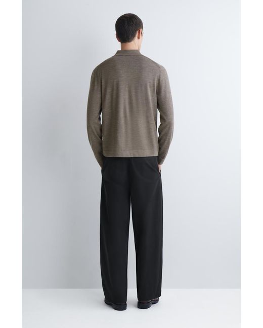 COS Brown Knitted Merino Wool Shirt for men