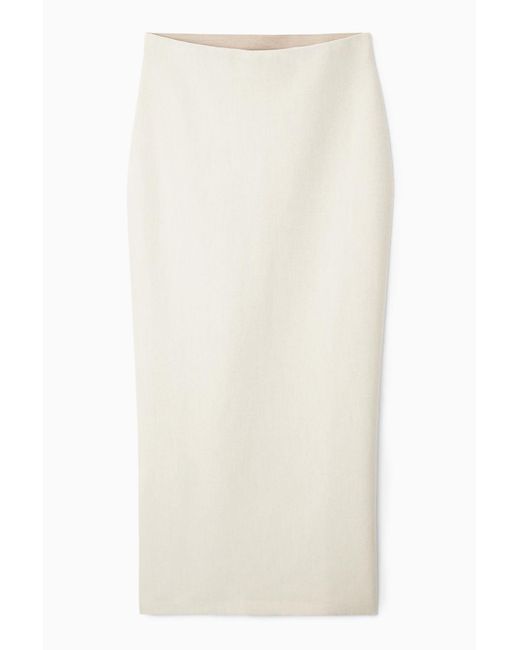 COS White Double-faced Wool Column Maxi Skirt