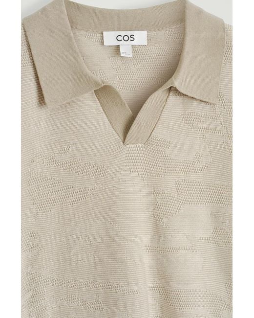 COS Natural Cotton Jacquard Polo Shirt for men