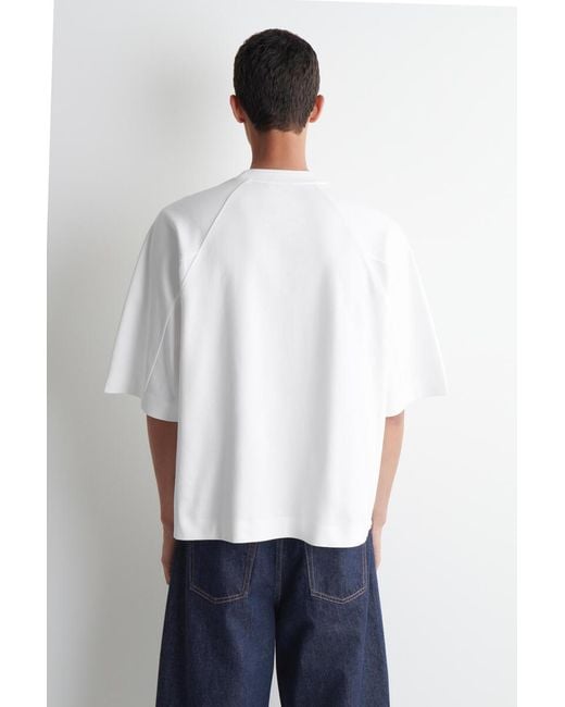 COS White Oversized Interlock Cotton T-Shirt for men