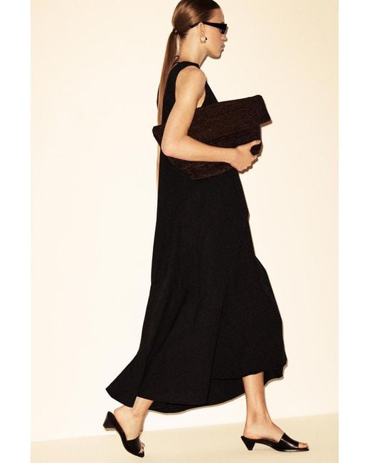 COS Black Dropped-Hem Cotton Midi Dress