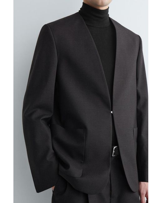 COS Black Collarless Wool Blazer for men
