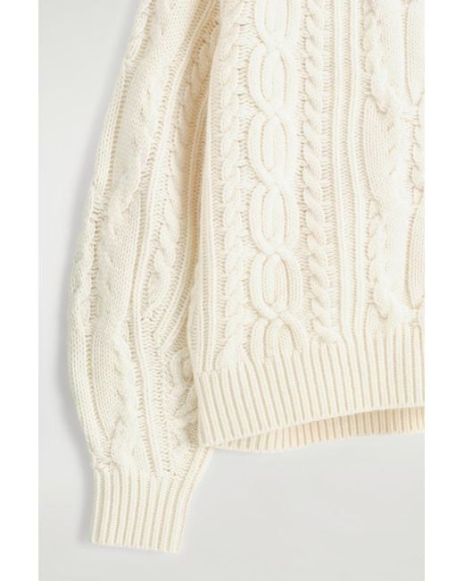 COS Natural Cable-Knit Wool-Cashmere Sweater