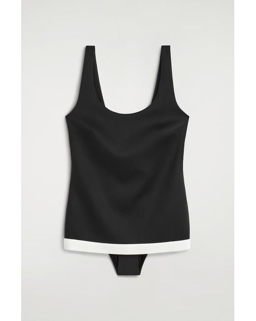 COS Black Colour-Block Scuba Tank Swimsuit