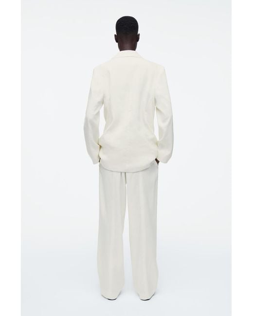 COS White Layered Linen-Blend Blazer