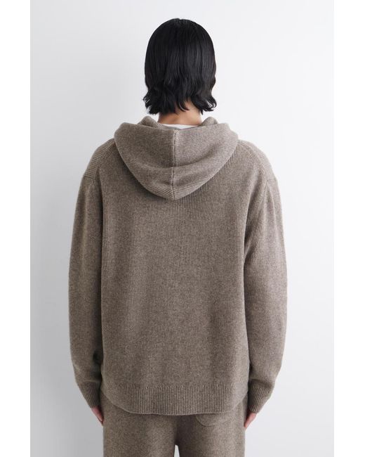 COS Brown Knitted Merino-Yak Zip-Up Hoodie for men