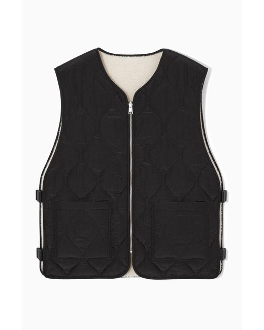 COS Black Reversible Fleece-lined Utility Vest for men