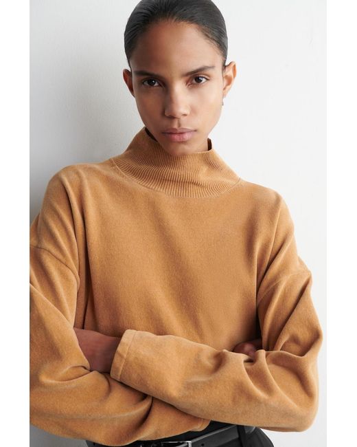 COS Natural Chenille Mock-Neck Sweater