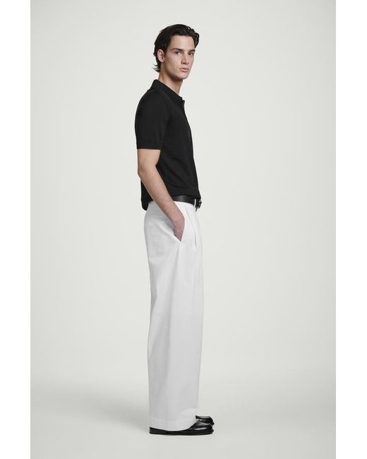 COS Black Slim Knitted Silk Zip-Up Polo Shirt for men