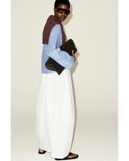 COS White Elasticated Barrel-Leg Trousers