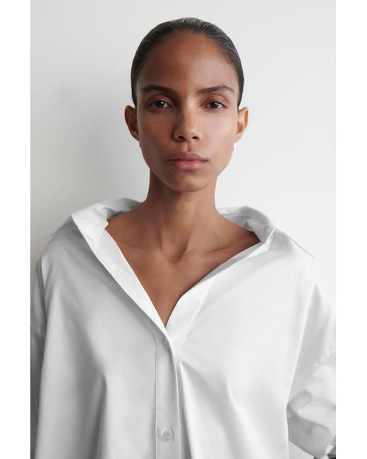 COS White Open-Collar Cotton Shirt