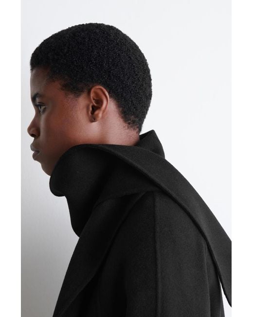 COS Black Double-Faced Wool Scarf Short Jacket