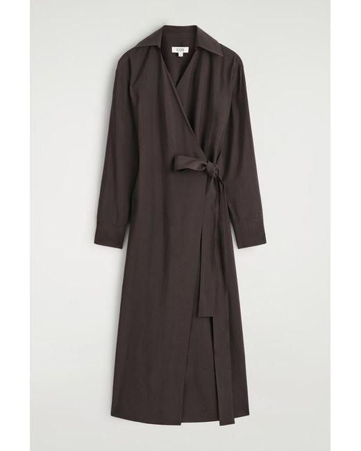 COS Brown Modal Midi Wrap Dress